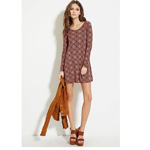Forever 21 Medallion Print Trapeze Dress - Picture 1 of 9